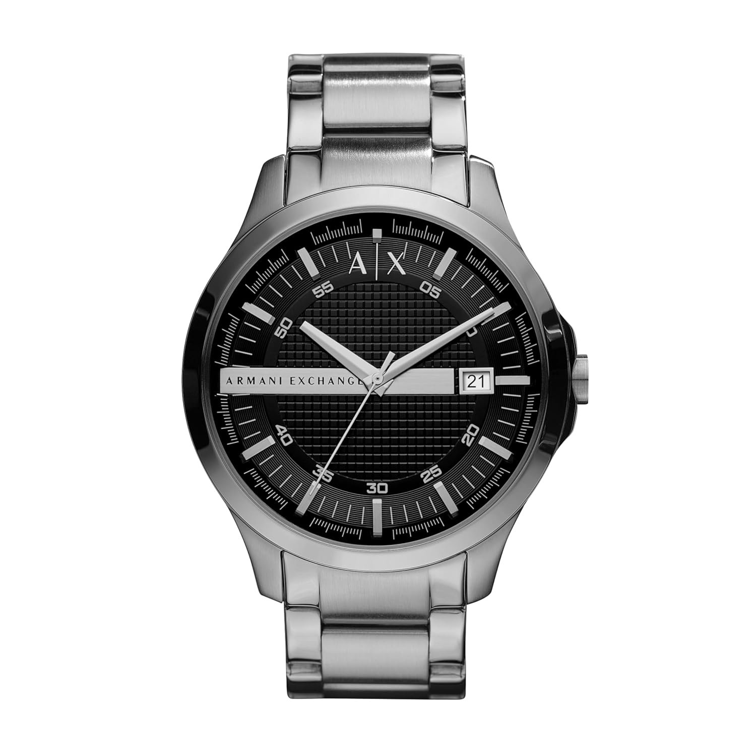 Armani Exchange Hampton Analog Black Dial Silver Band Men's Stainless Steel Watch