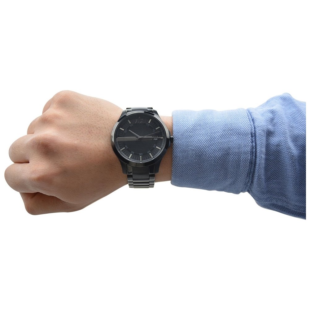 Armani Exchange Analog Men's Stainless Steel Watch Black Dial Black Colored Strap