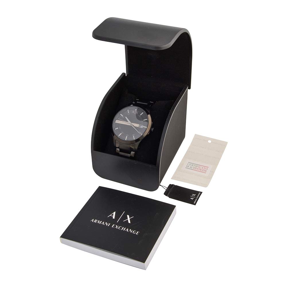 Armani Exchange Analog Men's Stainless Steel Watch Black Dial Black Colored Strap