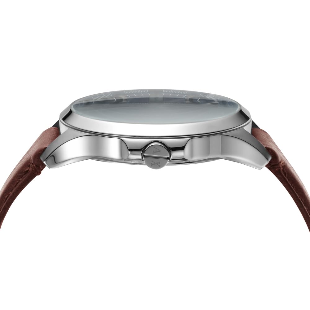 Armani Exchange Leather Analog Blue Dial Men Watch Brown Band