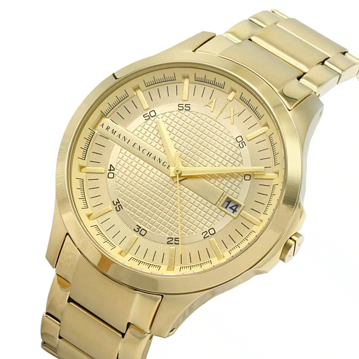Armani Exchange Analog AX Men's Stainless Steel Quartz Dress Watch, Gold, 46mm, bracelet