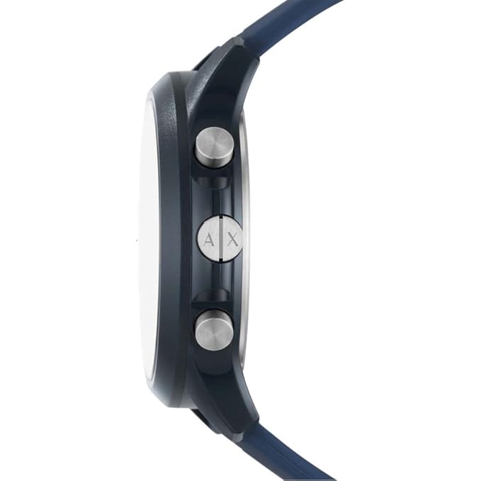 Armani Exchange Watch for Men, Quartz Movement, 46 mm Black, Gray Nylon Case with a Silicone Strap,Graphite and Blue, Strap