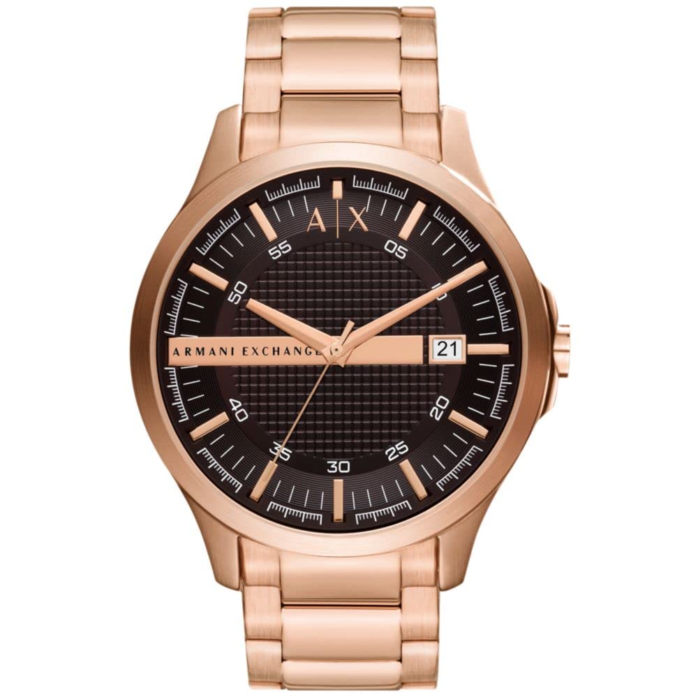 Armani Exchange Stainless Steel Analog Brown Dial Men Watch, Rose Gold Band