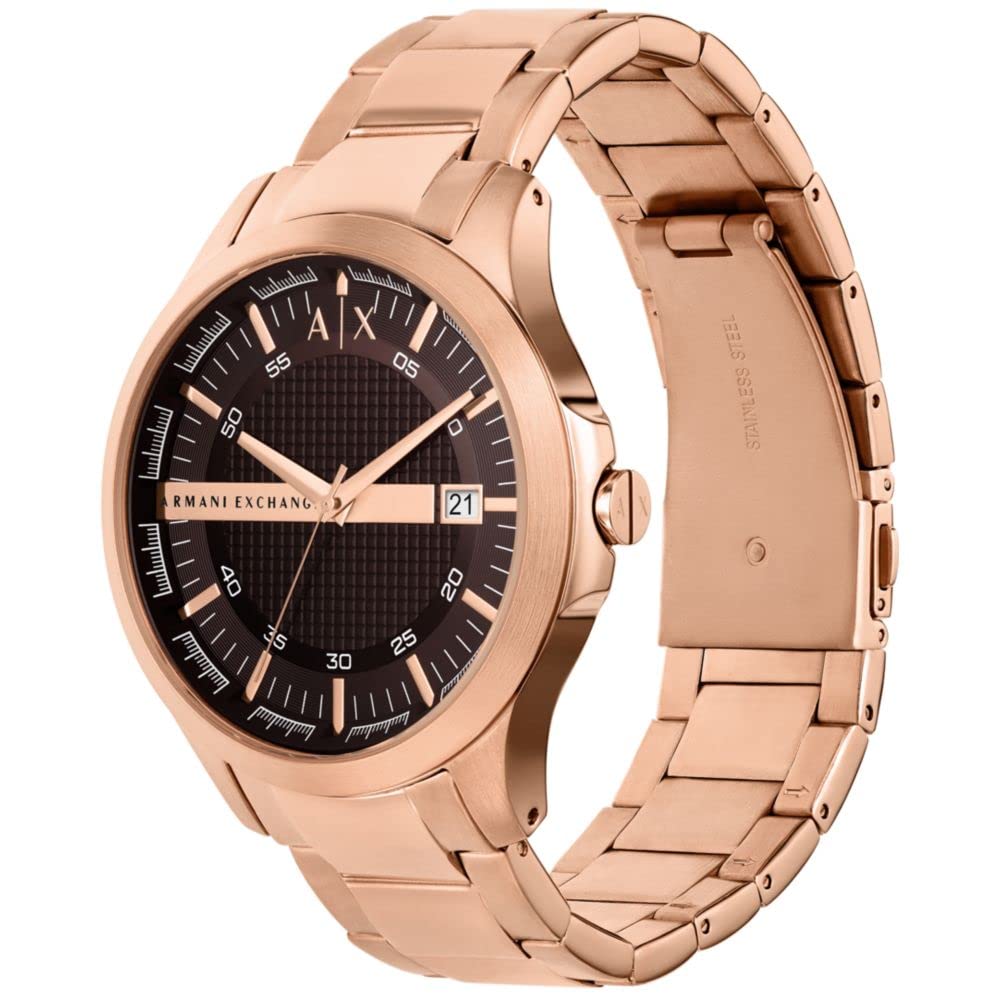 Armani Exchange Stainless Steel Analog Brown Dial Men Watch, Rose Gold Band