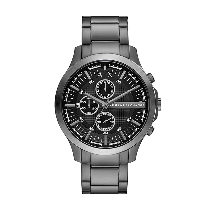 Armani Exchange Stainless Steel Analog Black Dial Men's Watch Band Color:Grey