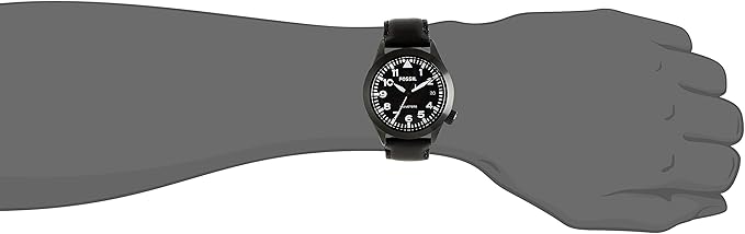 Fossil AM4515 Men's Black The Aeroflite Three-Hand Leather Watch