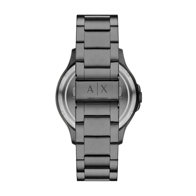 Armani Exchange Stainless Steel Analog Black Dial Men's Watch, Band Color:Gray