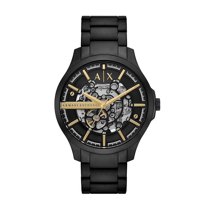 Armani Exchange Men Analogue Black Band Black Quartz Stainless Steel Watch