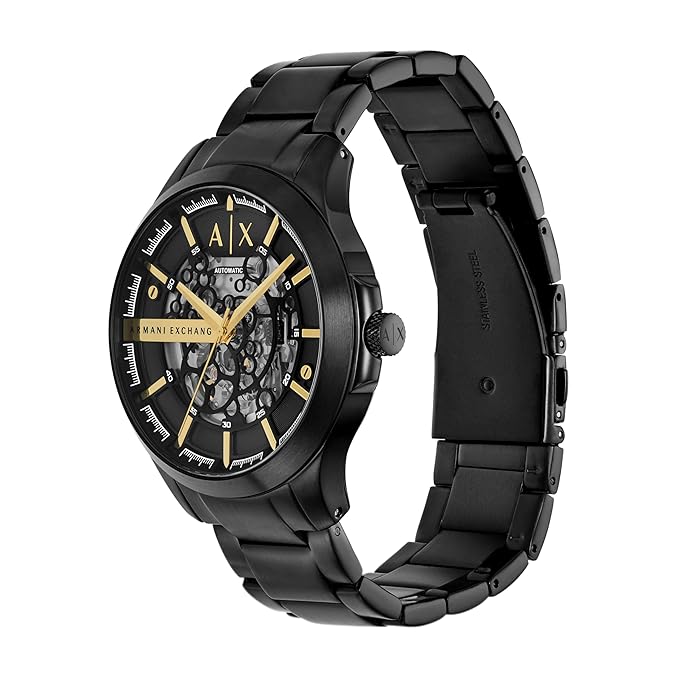 Armani Exchange Men Analogue Black Band Black Quartz Stainless Steel Watch