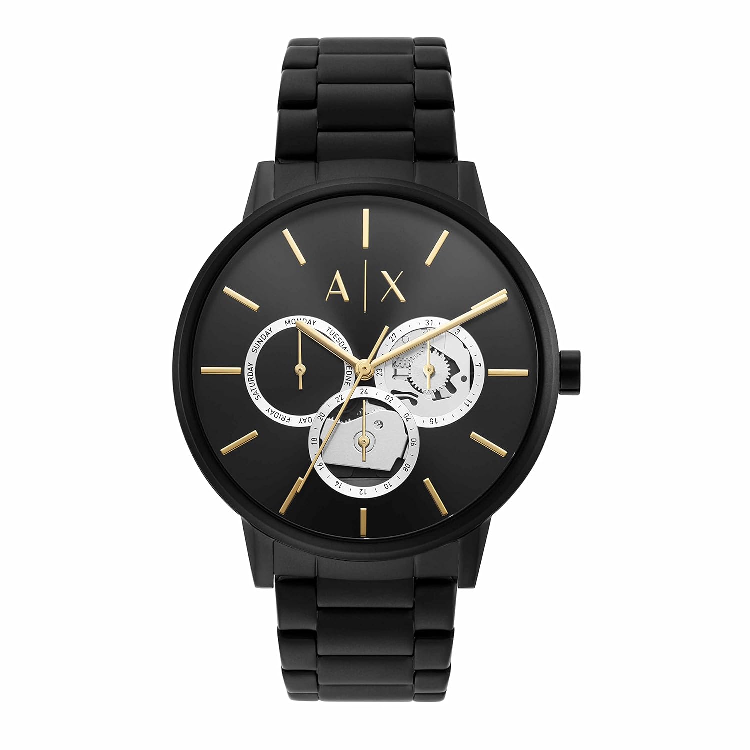 Armani Exchange Stainless Steel Analog Black Dial Men Watch, Black Band