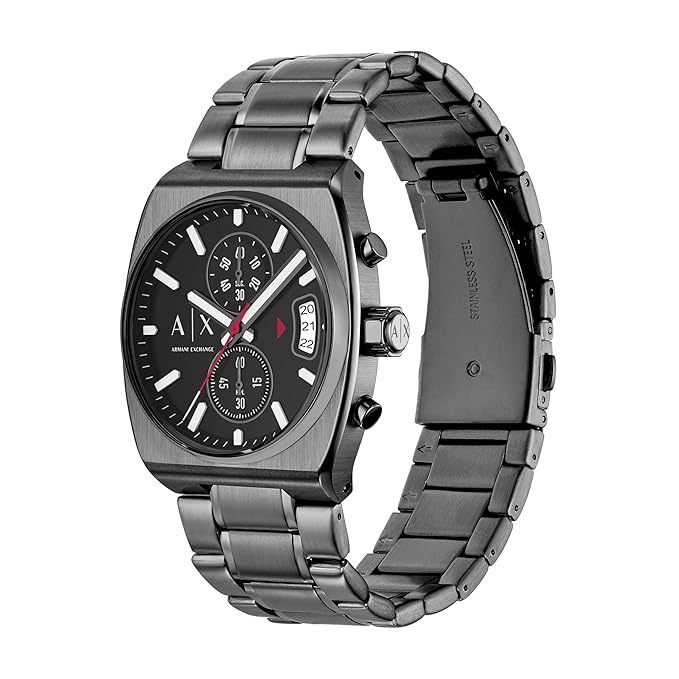 rmani Exchange Metallic Quartz Stainless Steel Watch