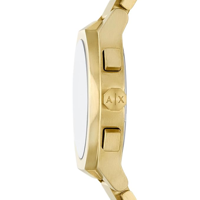 Armani Exchange Stainless Steel Analog Black Dial Men's Watch,Band Color:Gold