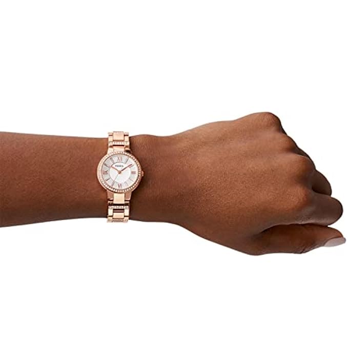 Fossil Analog Silver Dial Women's Watch - ES3284 Stainless Steel, Gold Strap