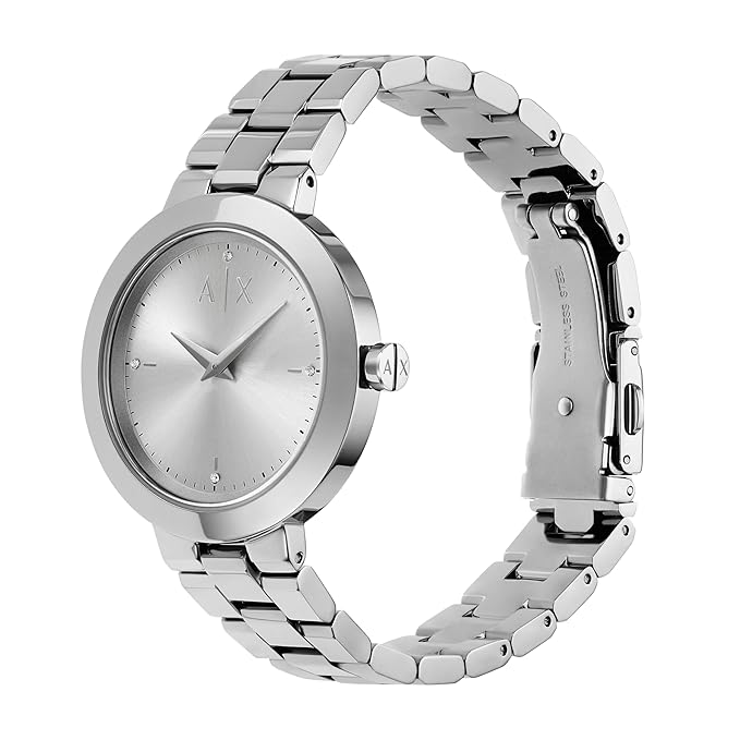 Armani Exchange Stainless Steel Analog Silver Dial Women's Watch, Band Color:Silver