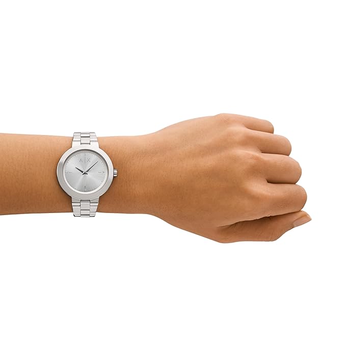 Armani Exchange Stainless Steel Analog Silver Dial Women's Watch, Band Color:Silver