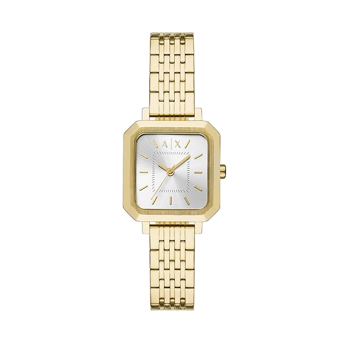 Armani Exchange Stainless Steel Analog Silver Dial Women's Watch, Band Color:Gold