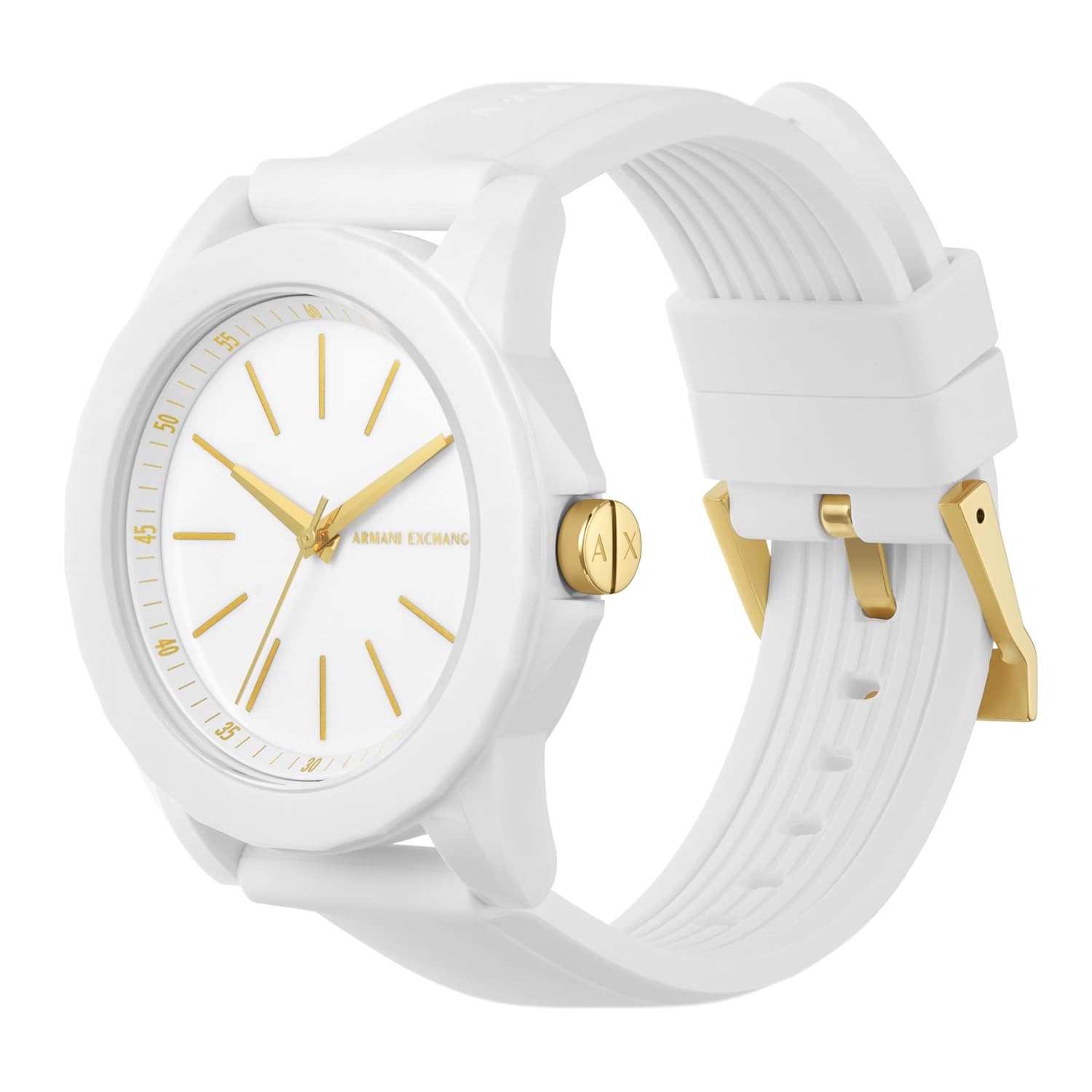 Armani Exchange Silicone Analog White Dial Women's Watch