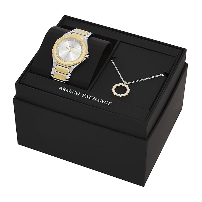 Armani Exchange Stainless Steel Analog Silver Dial Women's Watch, Band Color:Multicolor