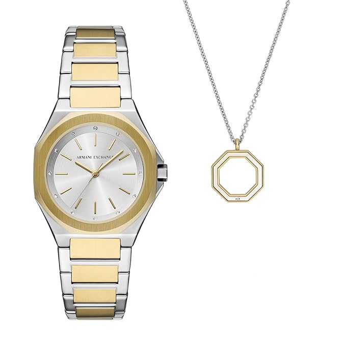 Armani Exchange Stainless Steel Analog Silver Dial Women's Watch, Band Color:Multicolor