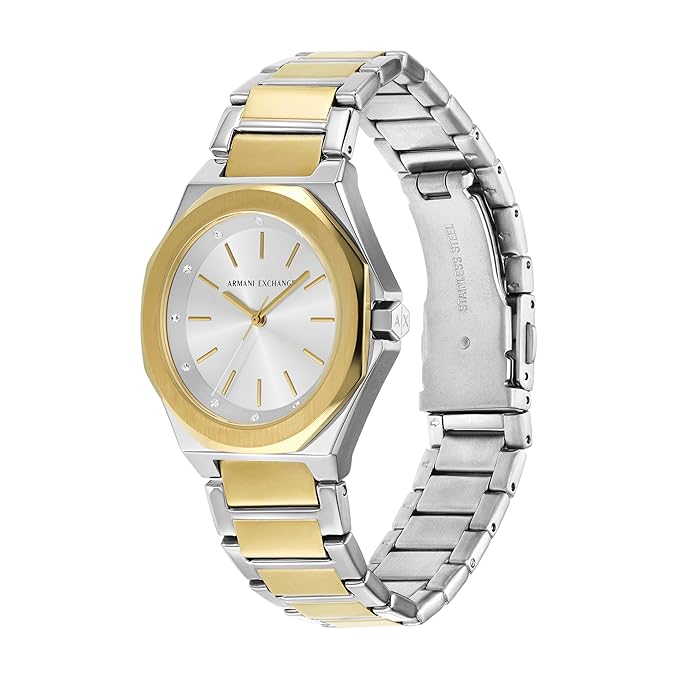 Armani Exchange Stainless Steel Analog Silver Dial Women's Watch, Band Color:Multicolor