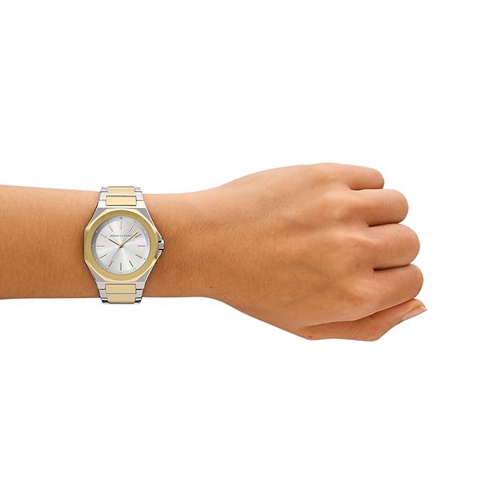 Armani Exchange Stainless Steel Analog Silver Dial Women's Watch, Band Color:Multicolor