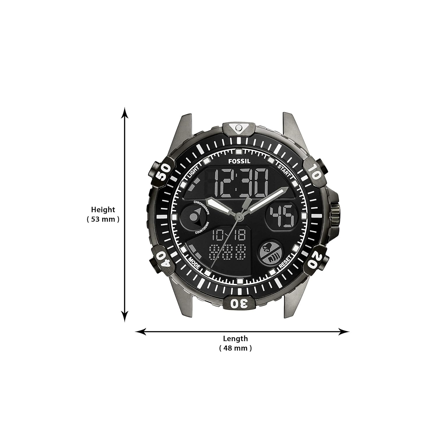Fossil Garrett Analog-Digital Black Dial Men's Watch, Gun-Metal