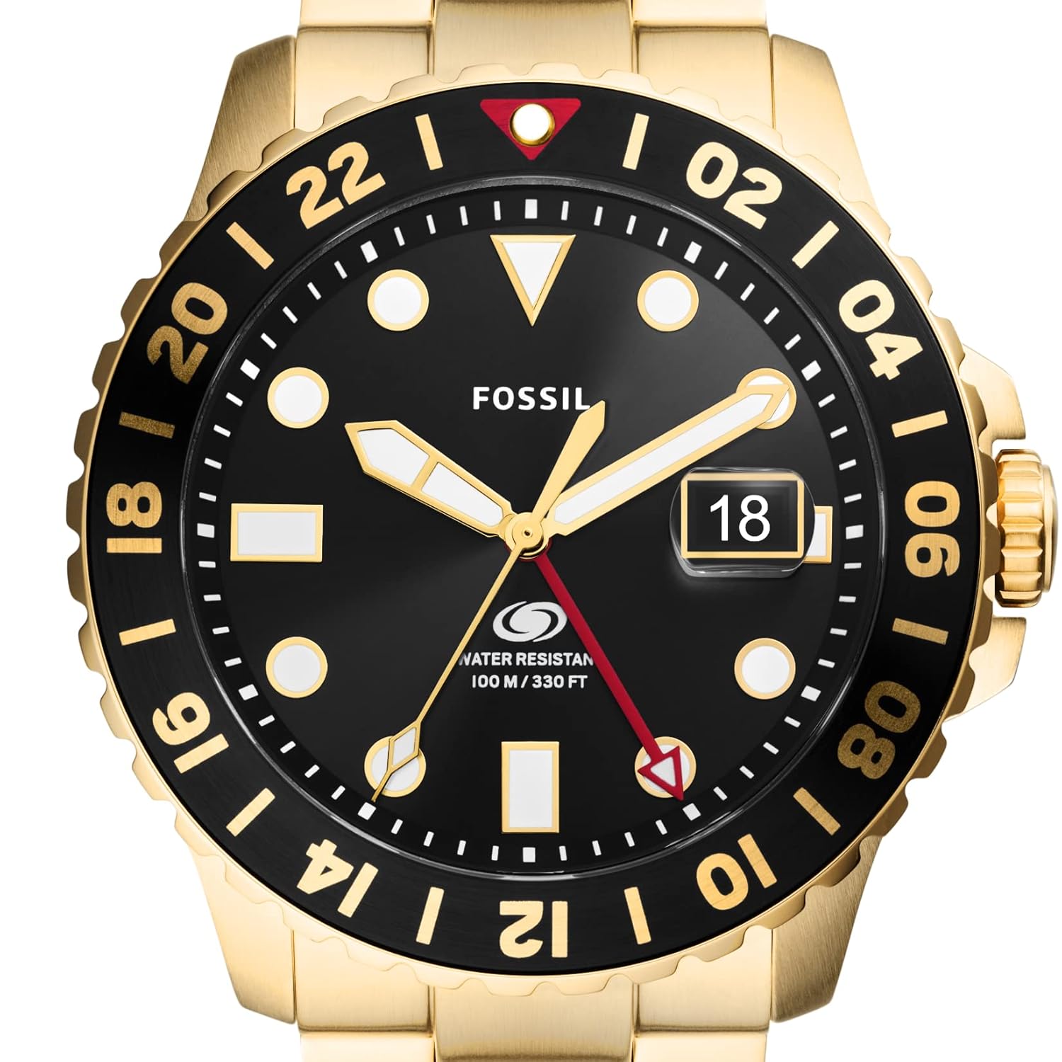 Fossil Blue GMT Gold-Tone Stainless Steel Watch
