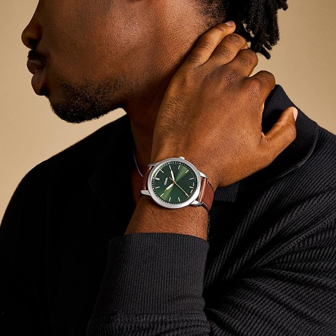 Fossil Men's Minimalist Brown Analog Quartz Leather Watch