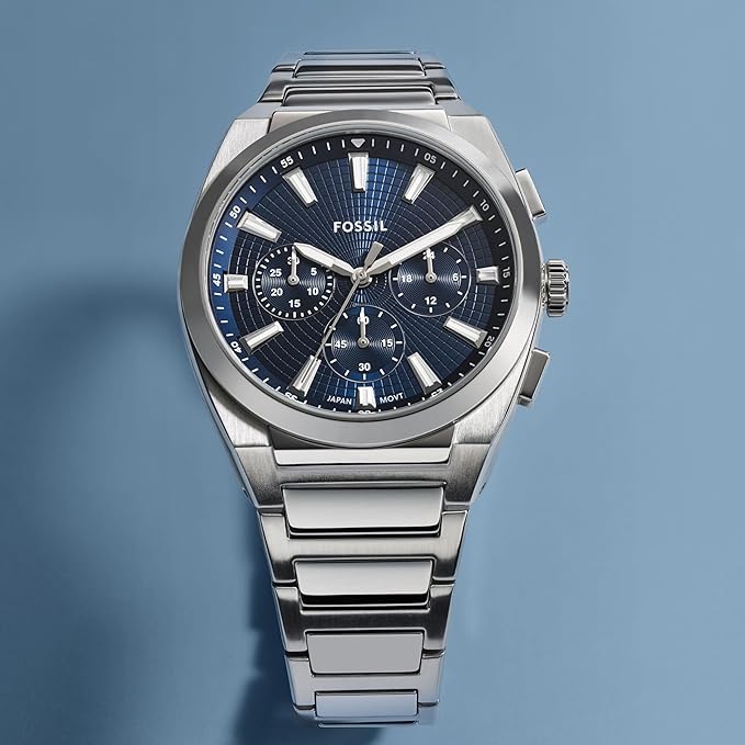 Fossil Men Everett Silver Quartz Stainless Steel Blue Dial Analog Watch