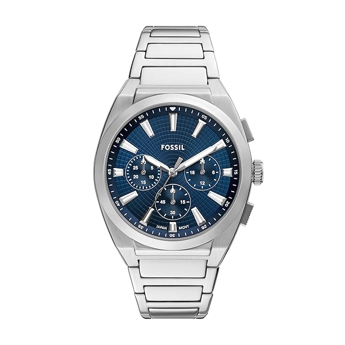 Fossil Men Everett Silver Quartz Stainless Steel Blue Dial Analog Watch