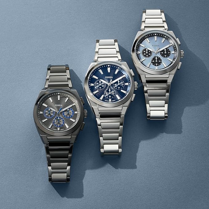 Fossil Men Everett Silver Quartz Stainless Steel Blue Dial Analog Watch