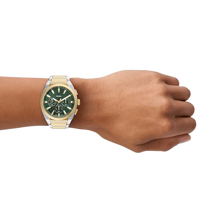 Fossil Men Everett Multicolor Quartz Stainless Steel Green Dial Analog Watch
