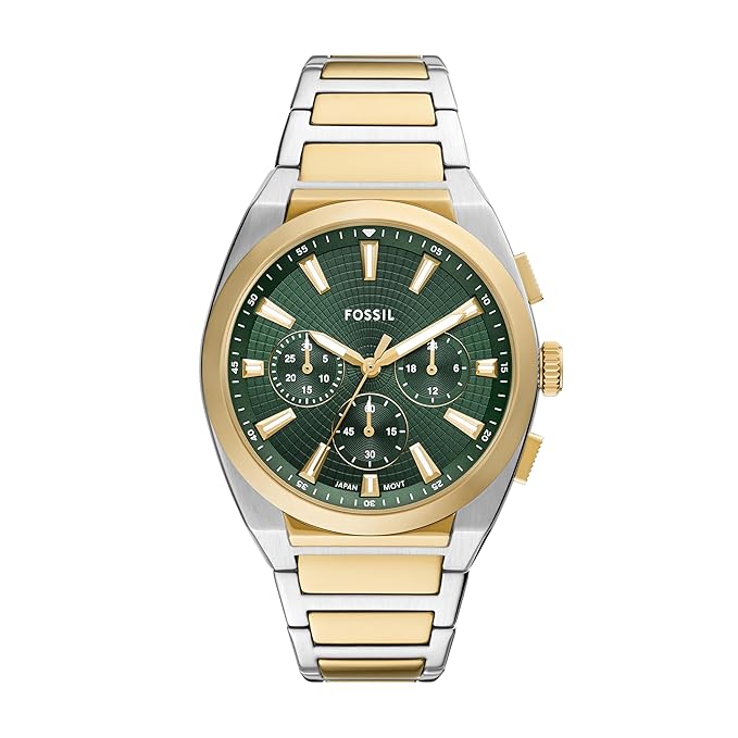 Fossil Men Everett Multicolor Quartz Stainless Steel Green Dial Analog Watch