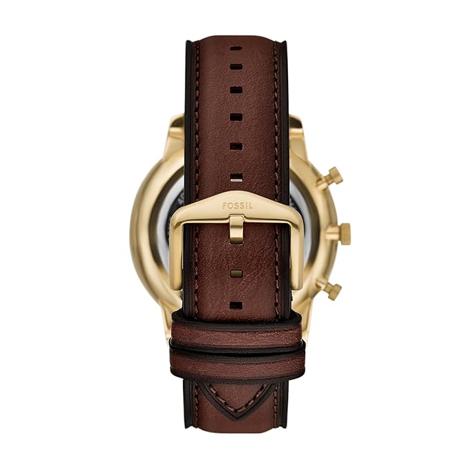 Fossil Chronograph Men Neutra Brown Quartz Leather Gold Dial Watch