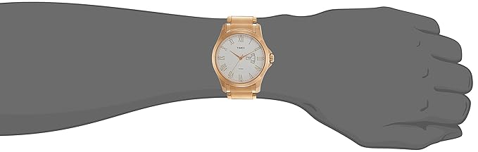 TIMEX Classics Analog Watch for Man with Silver Round Dial & Rose Gold Stainless Steel Bracelet Band Water Resistant Men's Wrist Watches