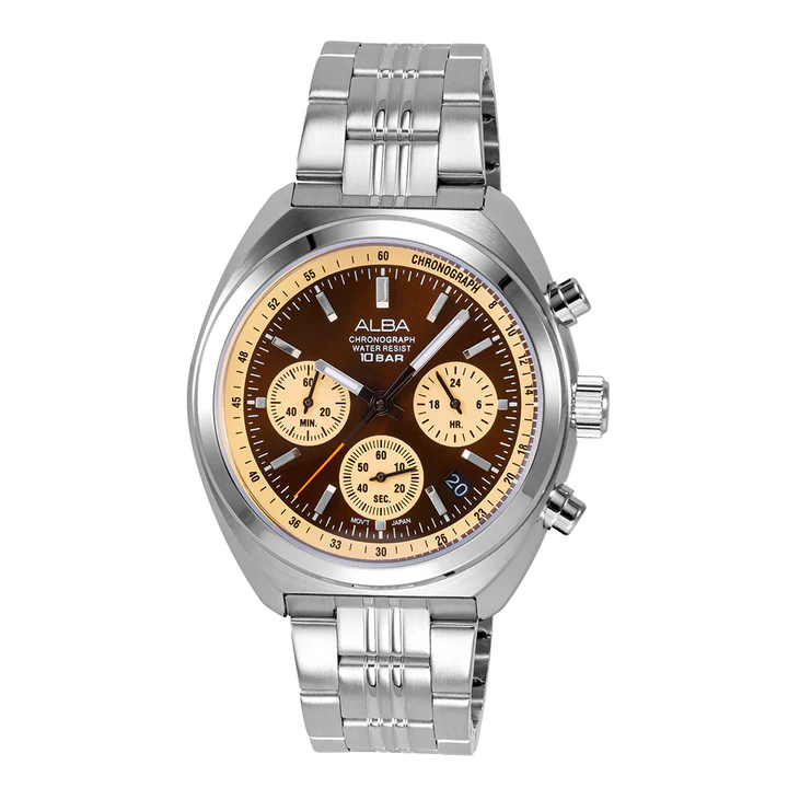 Claret Dial Chronorgraph Watch, Men's Sporty Timepiece