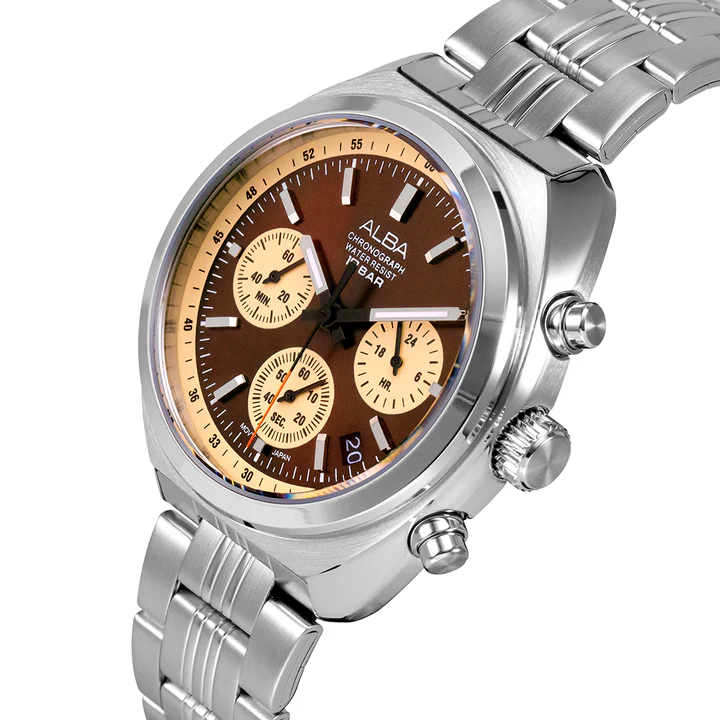 Claret Dial Chronorgraph Watch, Men's Sporty Timepiece