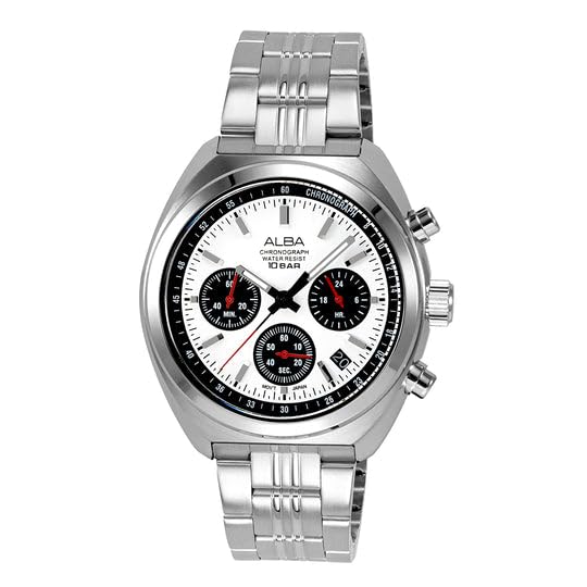 Alba AT3K11X1 Seashell White Dial Chronograph Watch for Men