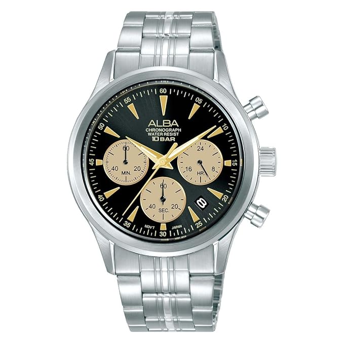 Alba Men's Prestige Quartz Black & Beige Dial Chronograph Watch
