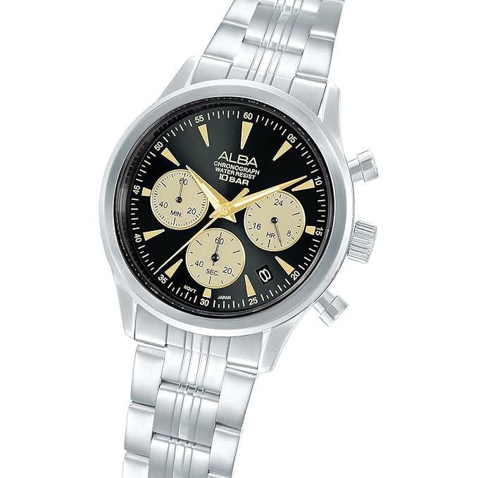 Alba Men's Prestige Quartz Black & Beige Dial Chronograph Watch