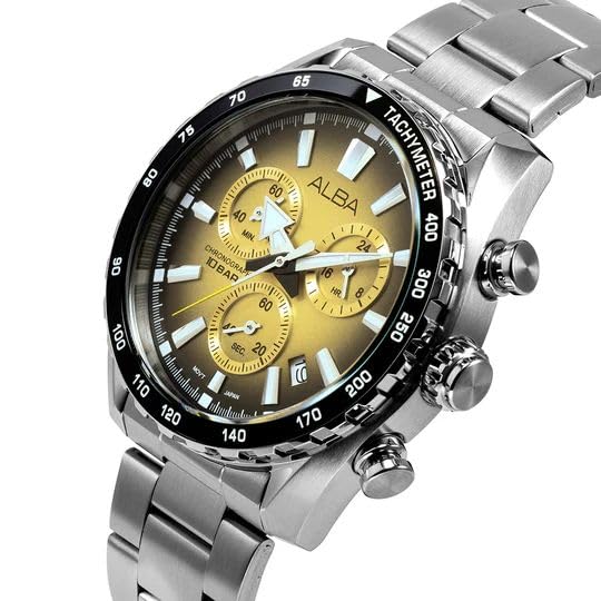 Alba Metallic Gold Chronograph Watch, Men's Sporty Timepiece