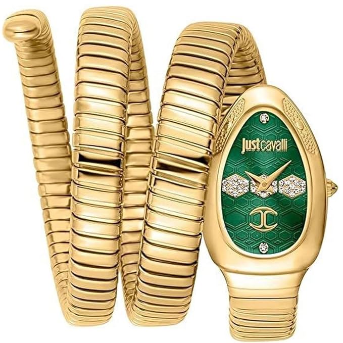 Just Cavalli Womens Dress Analog Watch JC1L232M0035, Bottle Green, Glam, Bottle Green