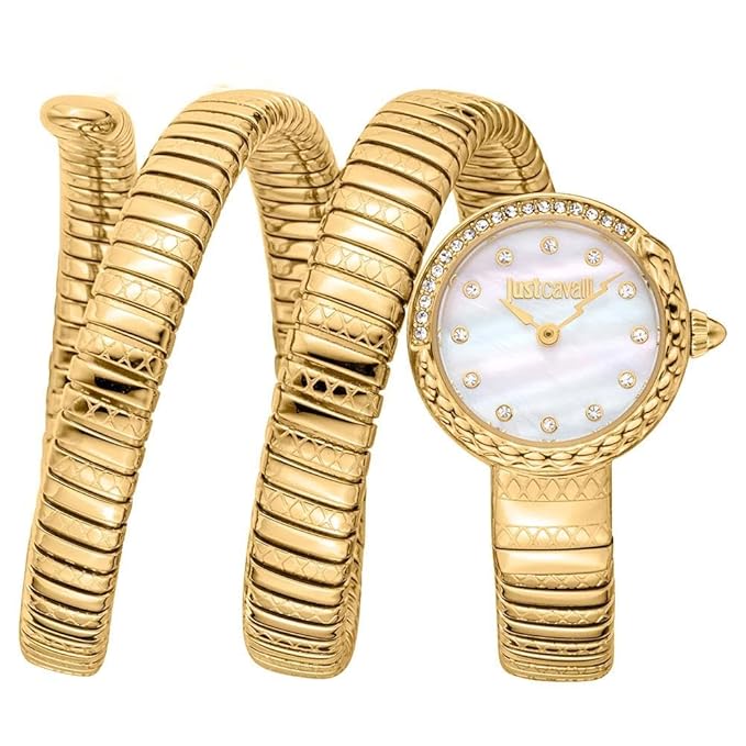 Just Cavalli Women Watch, Two Tone Silver & Rose Gold Color Case, Silver Dial, Two Tone Silver & Rose Gold Color Metal Bracelet, 2 Hands, 3 ATM