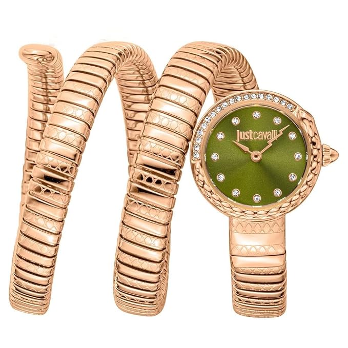 Just Cavalli Women Watch, Two Tone Silver & Rose Gold Color Case, Silver Dial, Two Tone Silver & Rose Gold Color Metal Bracelet, 2 Hands, 3 ATM