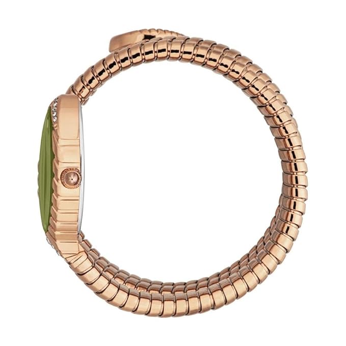 Just Cavalli Womens JC1L323M0045 Specchio Snake Analog Watch , Dial Color-Olive Green, Band Color-Gold