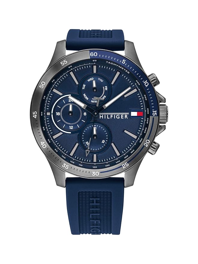Tommy Hilfiger Quartz Multifunction Blue Dial Silicone Strap Watch for Men