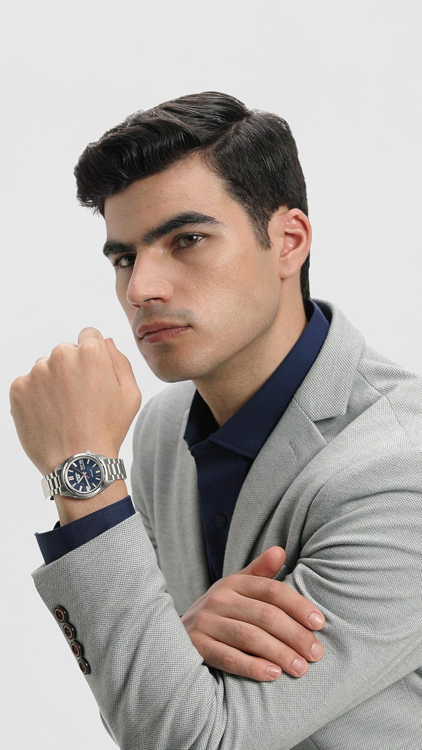 Seiko Stainless Steel Analog Blue Dial Men's Watch-Srpk87K1, Band Color-Silver