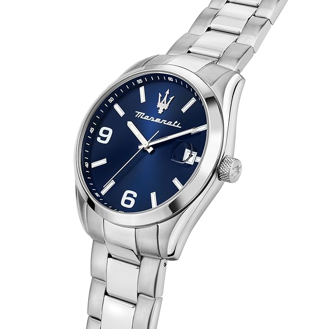 Maserati Stainless Steel Classic Date Analog Dial Color Blue Men Watch