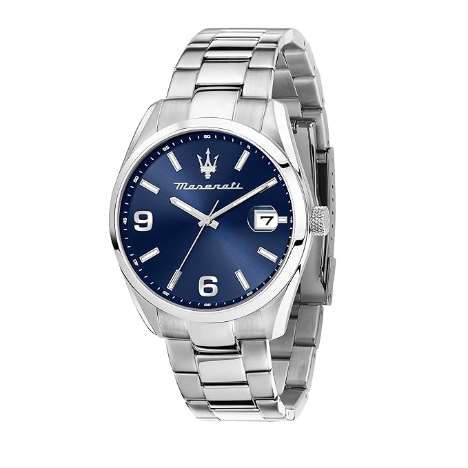 Maserati Stainless Steel Classic Date Analog Dial Color Blue Men Watch