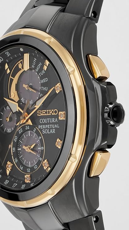 Seiko Analog Black Dial Men's Watch-SSC573P1 Stainless Steel, Black Strap